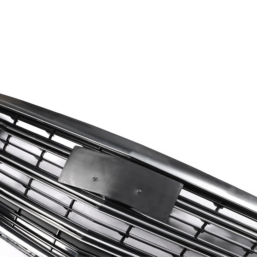 Set of 2 Front Upper Grille Replacements for Cadillac XTS (2018-2019) Black Chrome Mesh