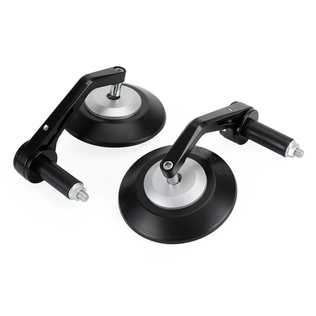 Pair 22mm Round Black Billet Handle Bar End Mirrors for Custom Motorcycles