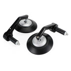 Pair 22mm Round Black Billet Handle Bar End Mirrors for Custom Motorcycles