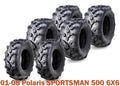 Set of 6 ATV Tires 25x8-12 & 25x11-10 for Polaris Sportsman 500 6X6 (2001–2008)
