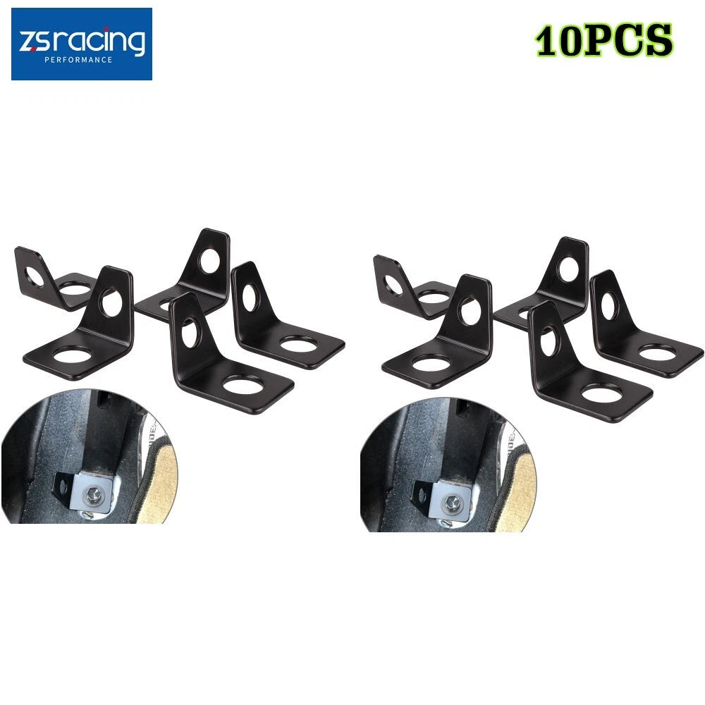 Set of 10 Seat Belt Mounting 90 Degree Angle Brackets L-Bracket