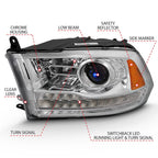 Chrome Clear Lens Projector Headlight Set w/Halo for 2011-2018 Ram 3500