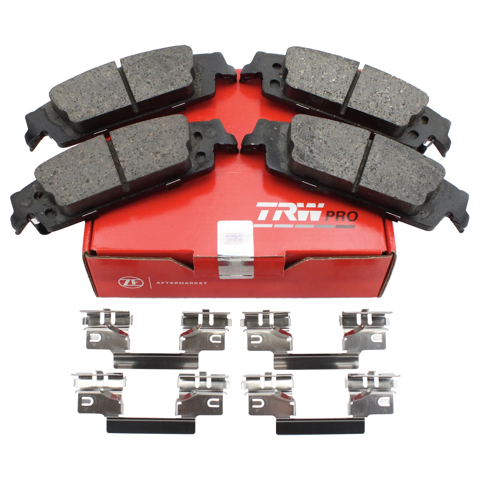 Set of 4 TRW Pro Rear Ceramic Brake Pads with Clips for Cadillac Chevrolet GMC