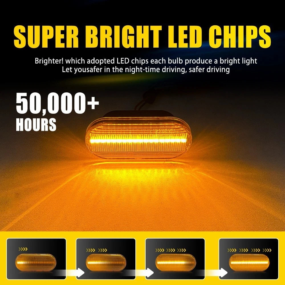 2X Fender Sequential Amber LED Side Marker Lights for VW B5 B5.5 Passat (1999–2004)