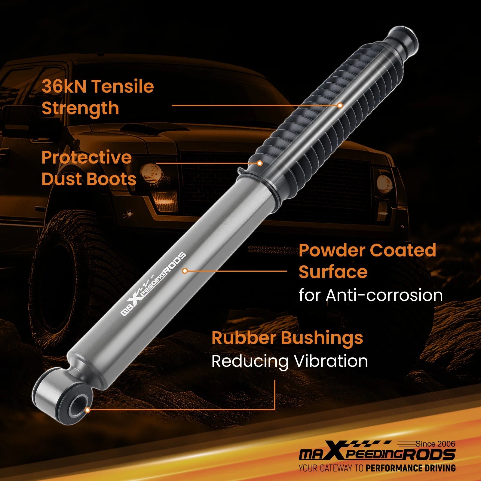 Rear Shocks for Toyota FJ Cruiser (2007–2014) & 4Runner (2003–2022) 0-3" Lift Kit