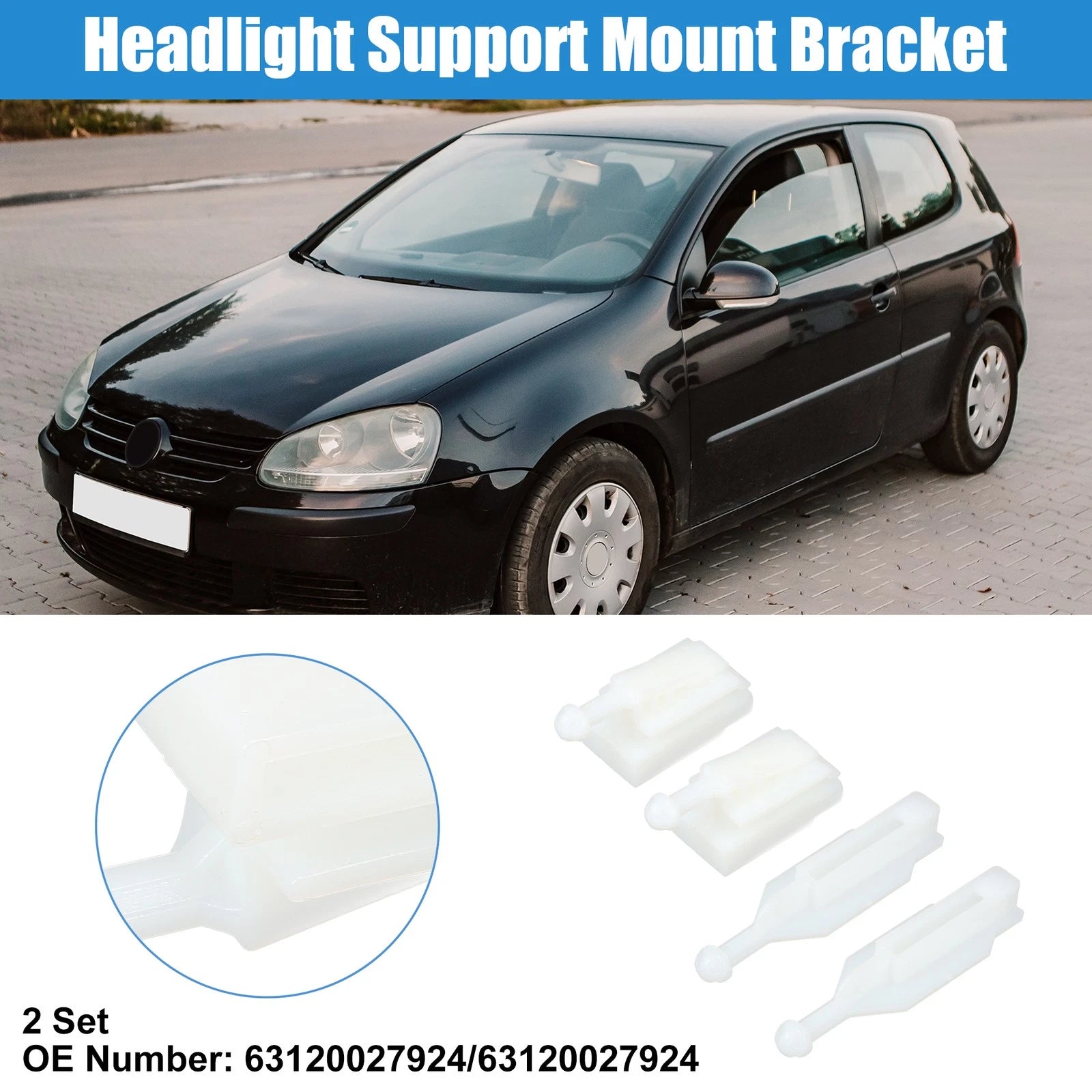 2X Headlight Support Mount Bracket for BMW E39 (1996–2000) No. 63120027924