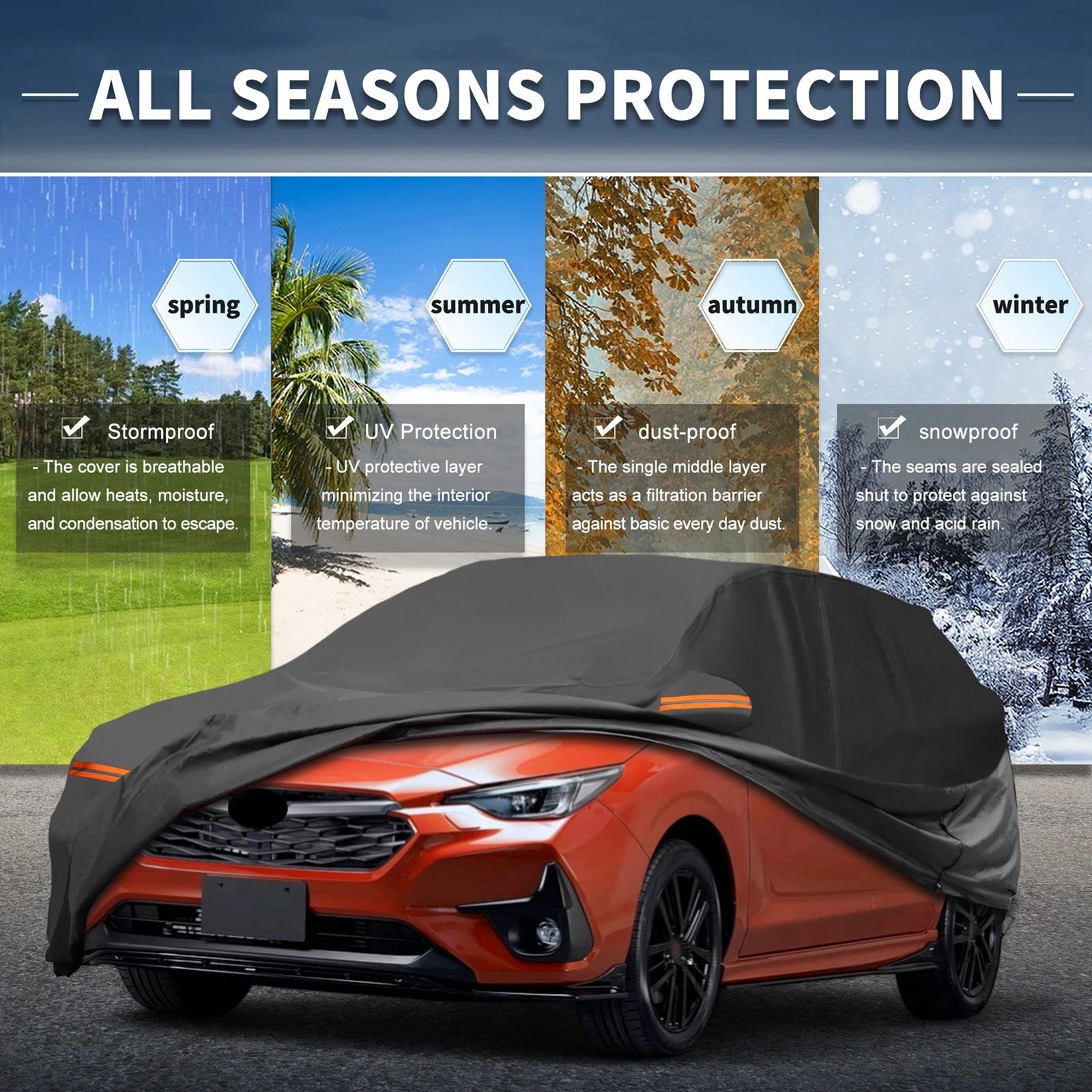 Waterproof Car Cover for Subaru Impreza (All Weather, Black, Aluminum Film)