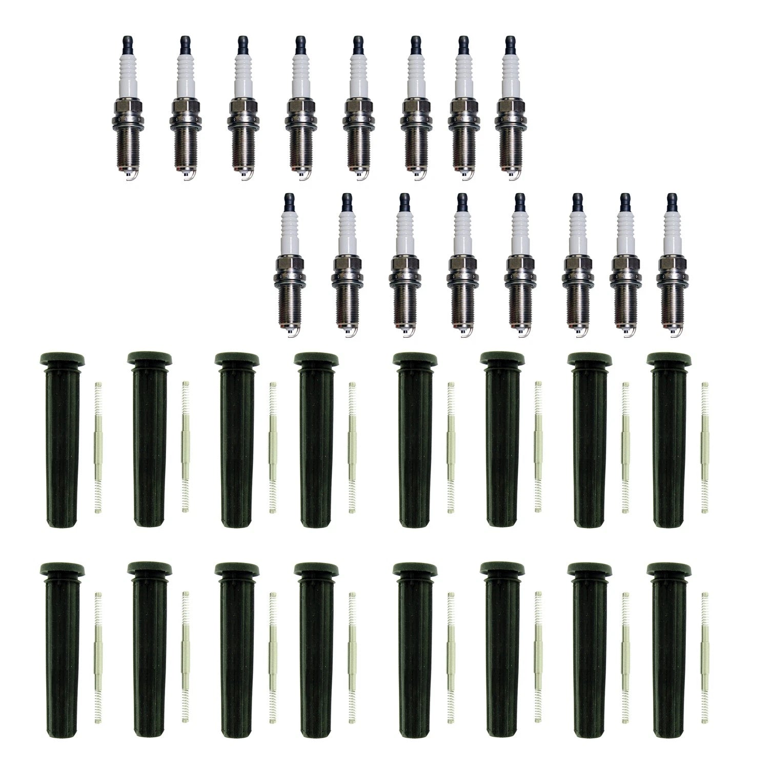 Set of 16 Denso U-Groove Spark Plugs & NGK Coil Boots for 1500 300 Charger (V8)