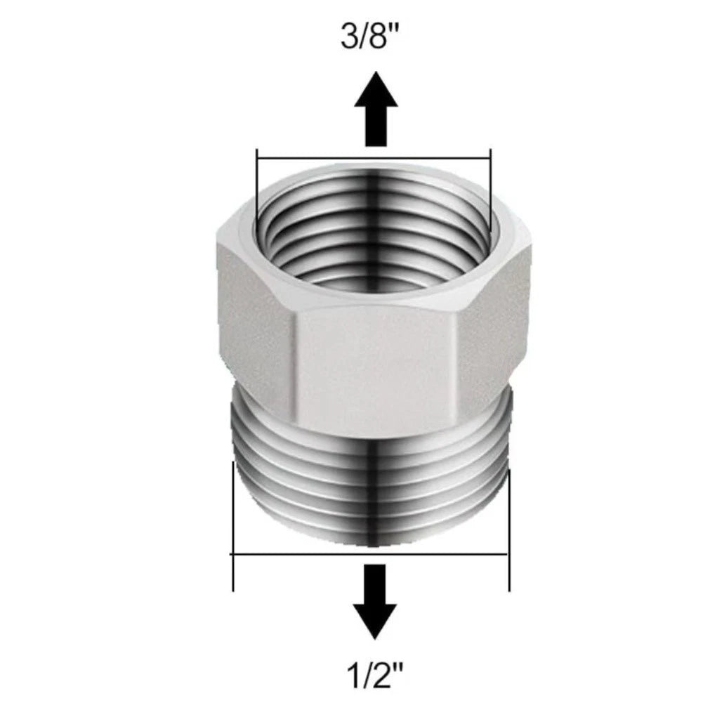 Threaded Brass Pipe Joint 3/8" Female to 1/2" Male for Plumbing Systems