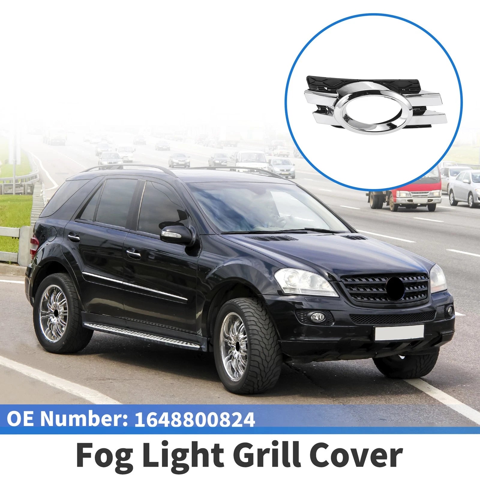 1 Pc Right Fog Light Grill for Mercedes-Benz (2006–2012) No. 1648800824 Silver Tone