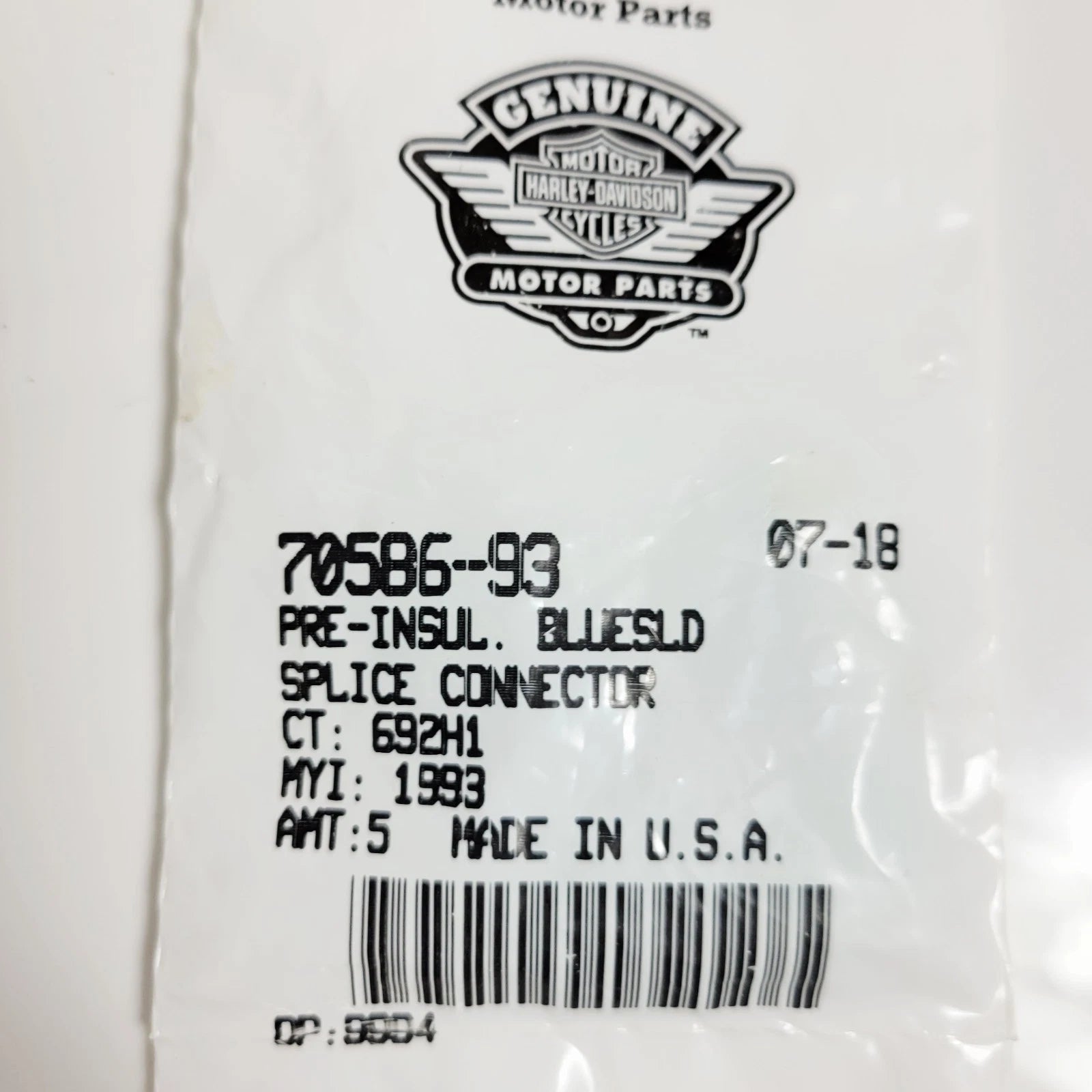 Set of 5 Pre-Insul Bluesld Splice Connectors for Harley-Davidson (1993–1993) 70586-93