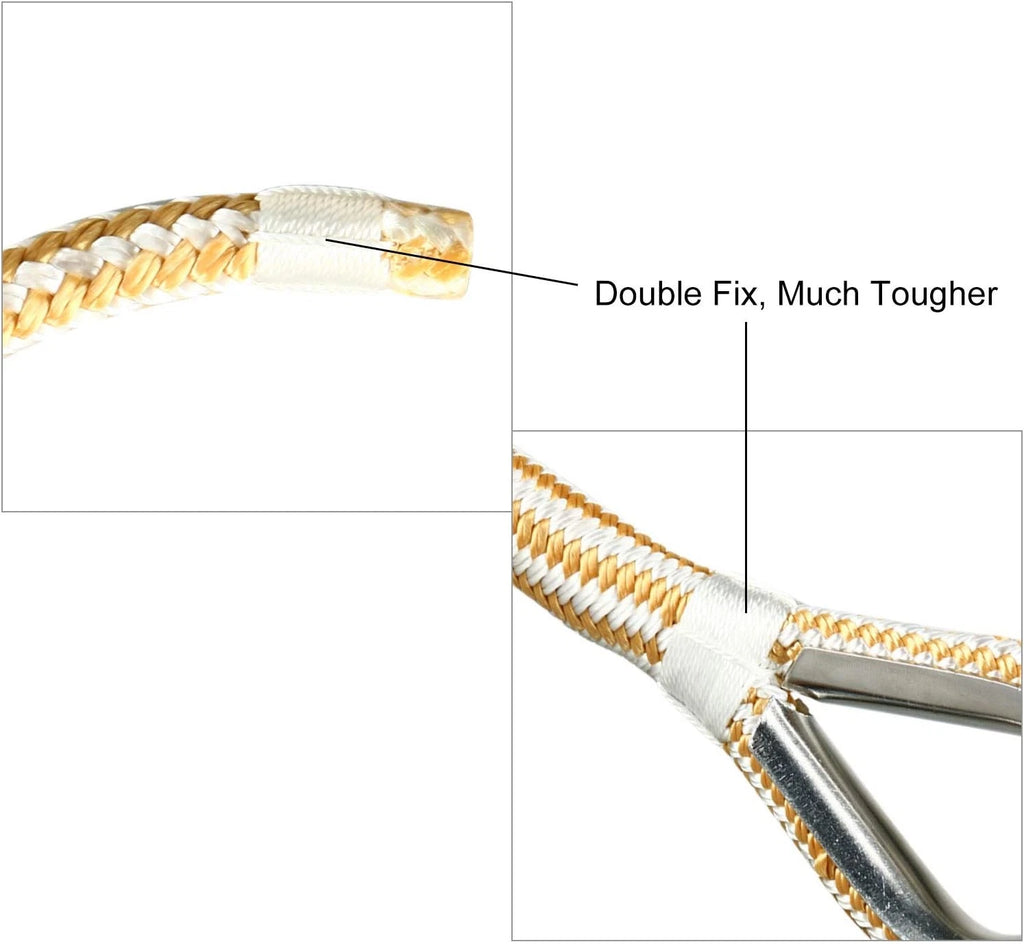1/2" x 300FT Double Braid Nylon Rope for Dock Line Anchor (White/Gold)