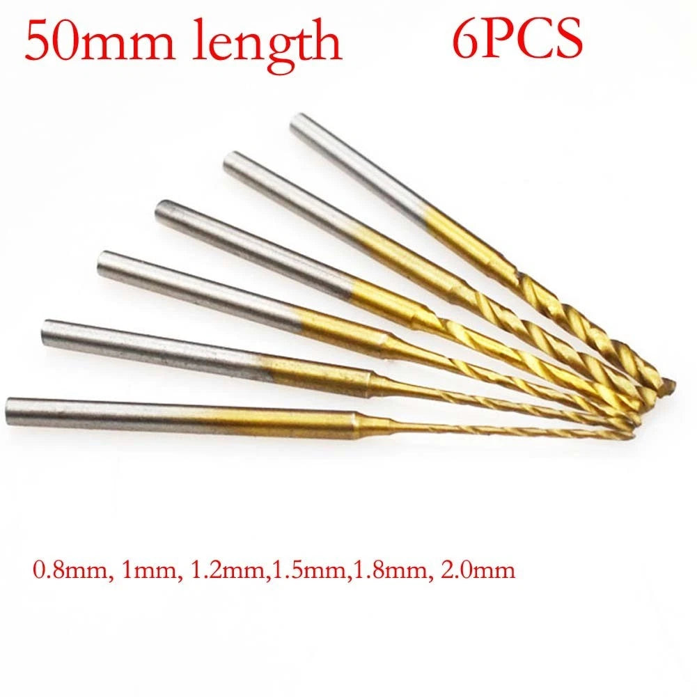 6PCS HSS Drill Bits 0.8-2.0mm with 2.35mm Shank for Wood