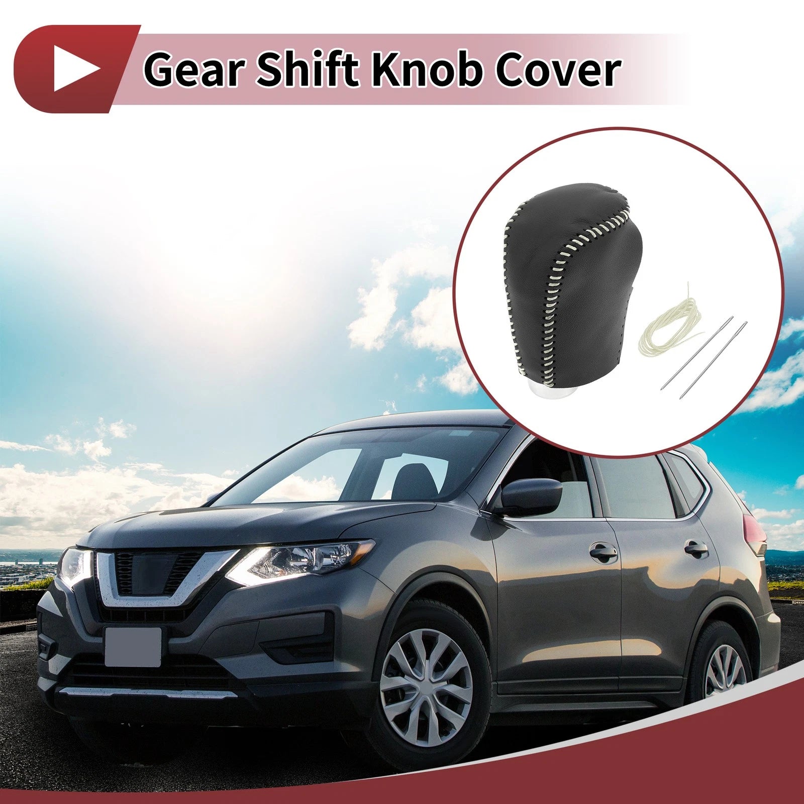 1 Pc Gear Shift Knob Cover for Nissan Rogue Sport (2017–2022) Black Beige
