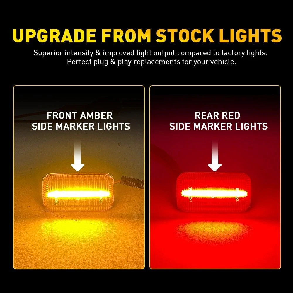 Red Amber LED Fender Marker Lights for Chevy Silverado GMC 2500/3500HD (2015–2024)