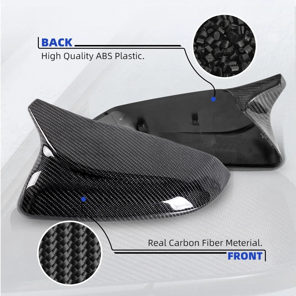 2X Carbon Fiber Side Mirror Cover Caps for Honda Civic (2016–2021)