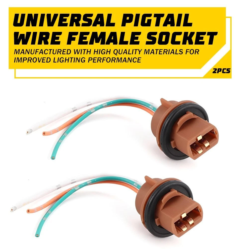 Set of 2 Pigtail Wire Harness 2644 Female Socket 7443 for Turn Signal