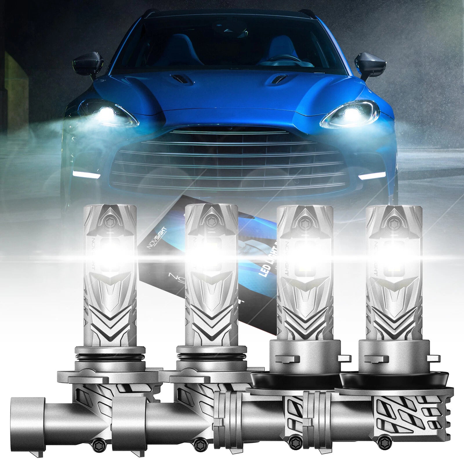 Set of 4 NOVSIGHT 9005 H11 Combo LED Headlight Bulbs for High Low Beam