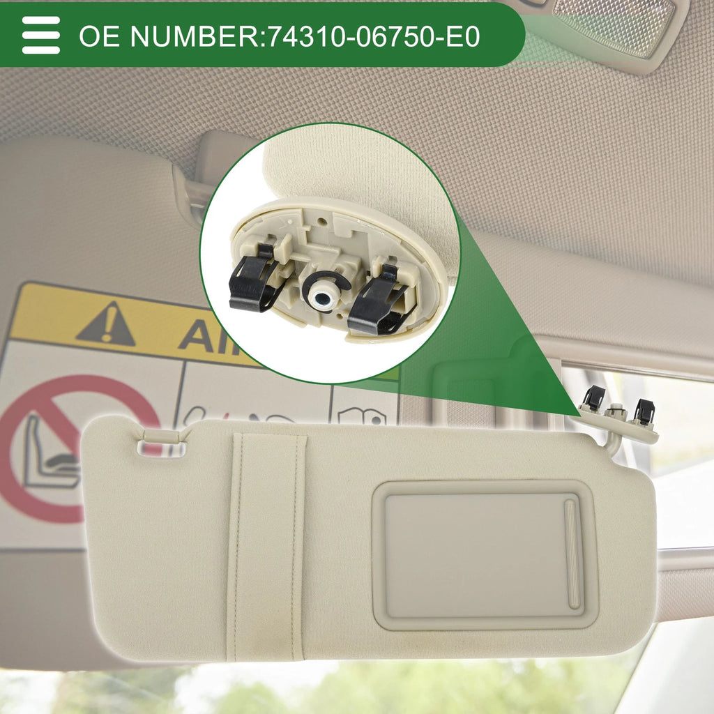 Right Passenger Side Sun Visor No. 74310-06750-E0 for Toyota Camry (2007–2011)