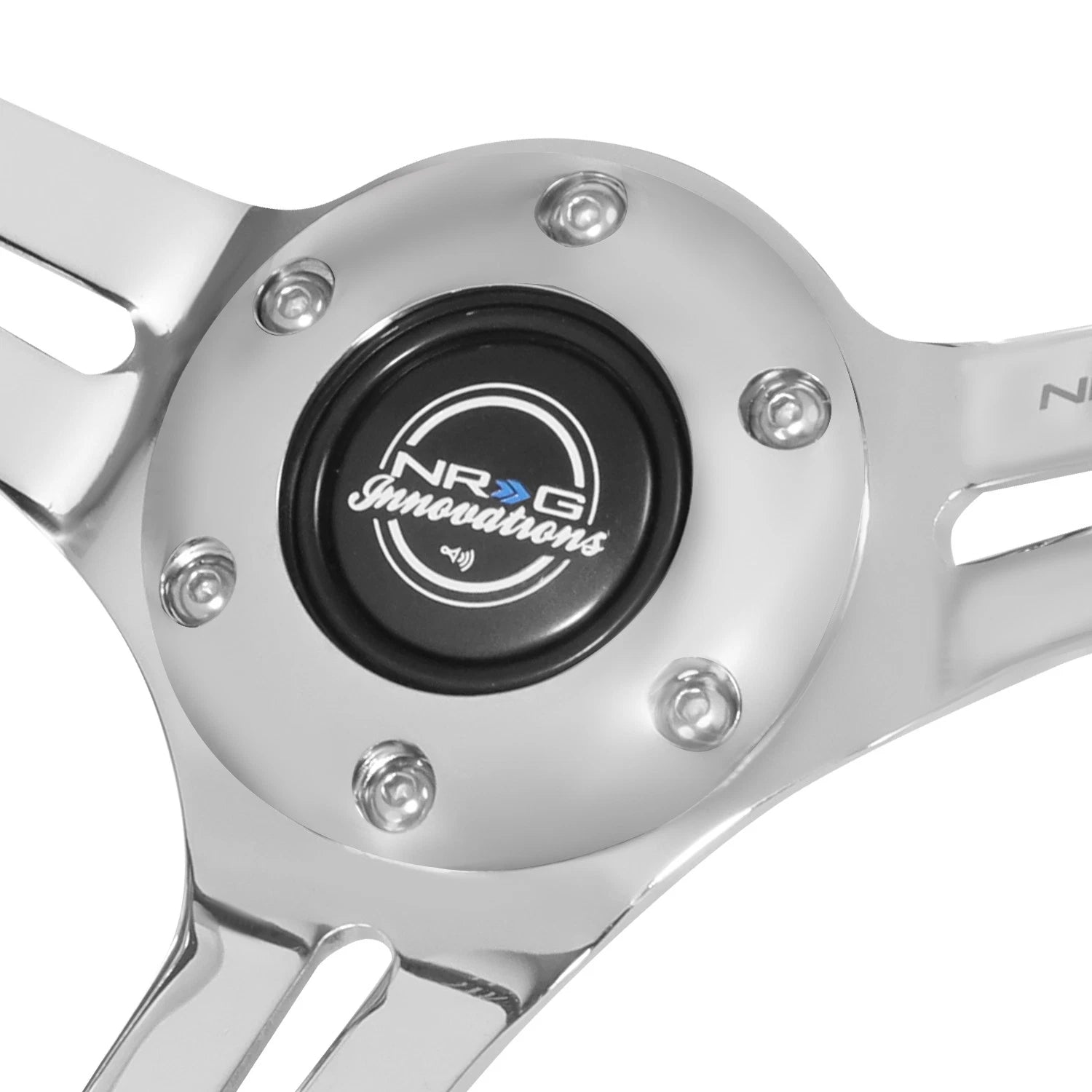 350mm 3" Dish Steering Wheel for NRG (3-Spoke, Black Suede, Chrome Spokes)