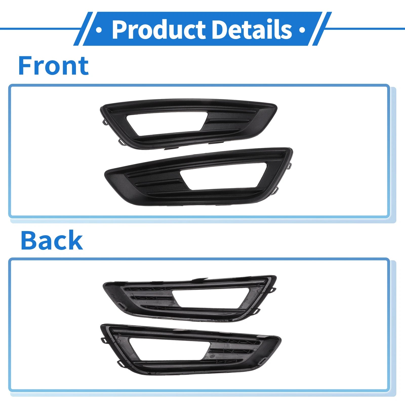 Fog Light Grill No.F1EZ15266L for Ford Focus Sedan (2015–2018) Black ABS 1 Pair