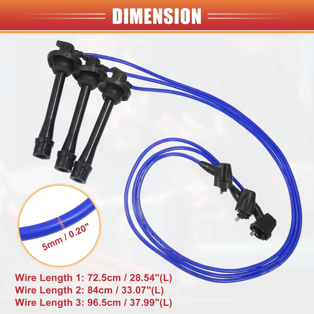 3pcs Spark Plug Wire Ignition Coil Cable No. 1903720011 for Toyota Camry Sienna 