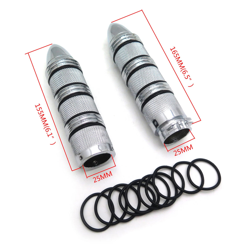 Chrome Bullet Hand Grip for Harley Dyna Low Rider / Honda Shadow 600 VLX (1")
