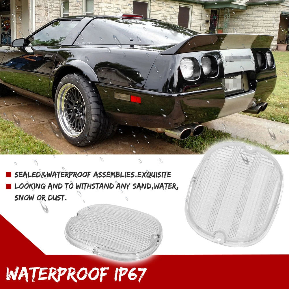 Set of 4 Clear Rear Tail Light Lenses for Chevy Corvette C4 (1990–1996)