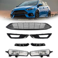 Set of 7 Front Bumper Upper Grille with Fog Lights for Ford Focus (2015–2018)