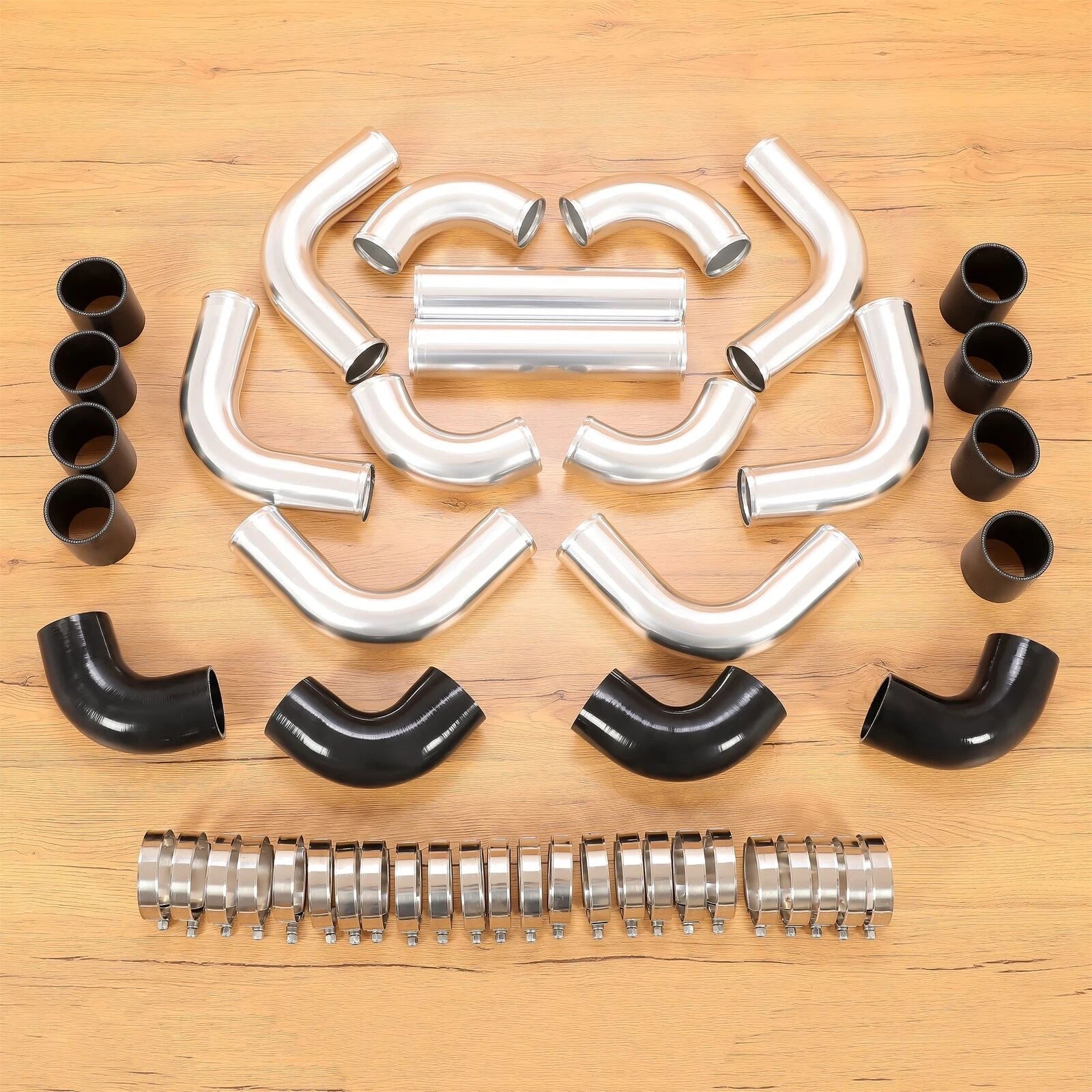 12Pcs 2.5" Intercooler Pipe Kit with T-Bolt Clamps & Silicone Couplers