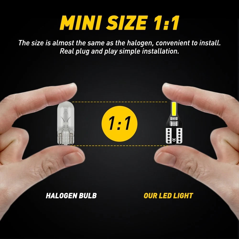 10X T10 194 168 LED White Dome License Side Marker Light Bulb for Vehicles