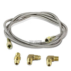 77" Braided Oil Feed Line with Brass NPT T-Fitting for Turbo T3/T4