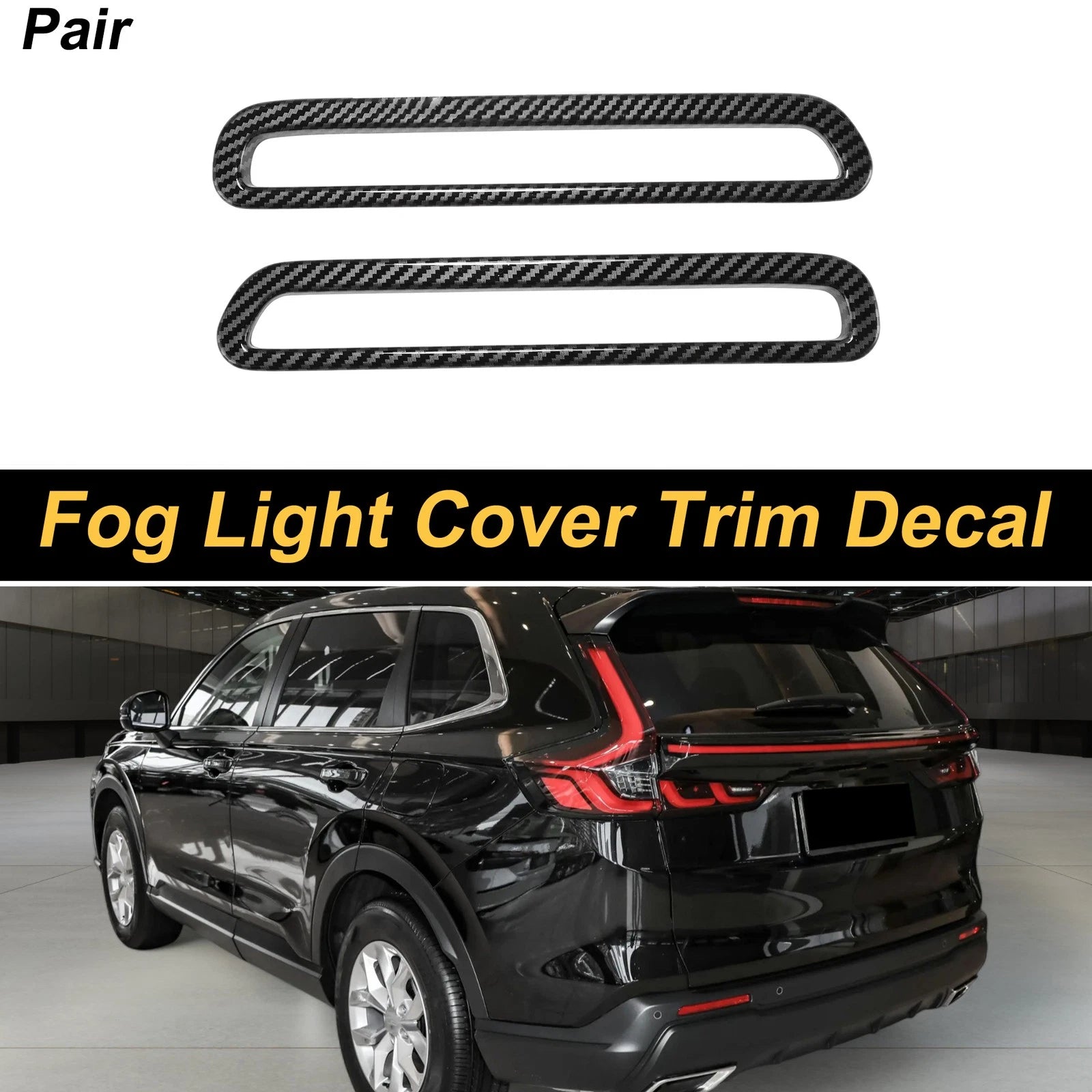 Set of 2 Rear Fog Light Cover Trim for Honda CR-V (2023–2024) Carbon Fiber Black