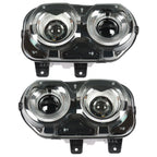 Set of 2 Black Halogen Headlights for Dodge Challenger (2015â2018)
