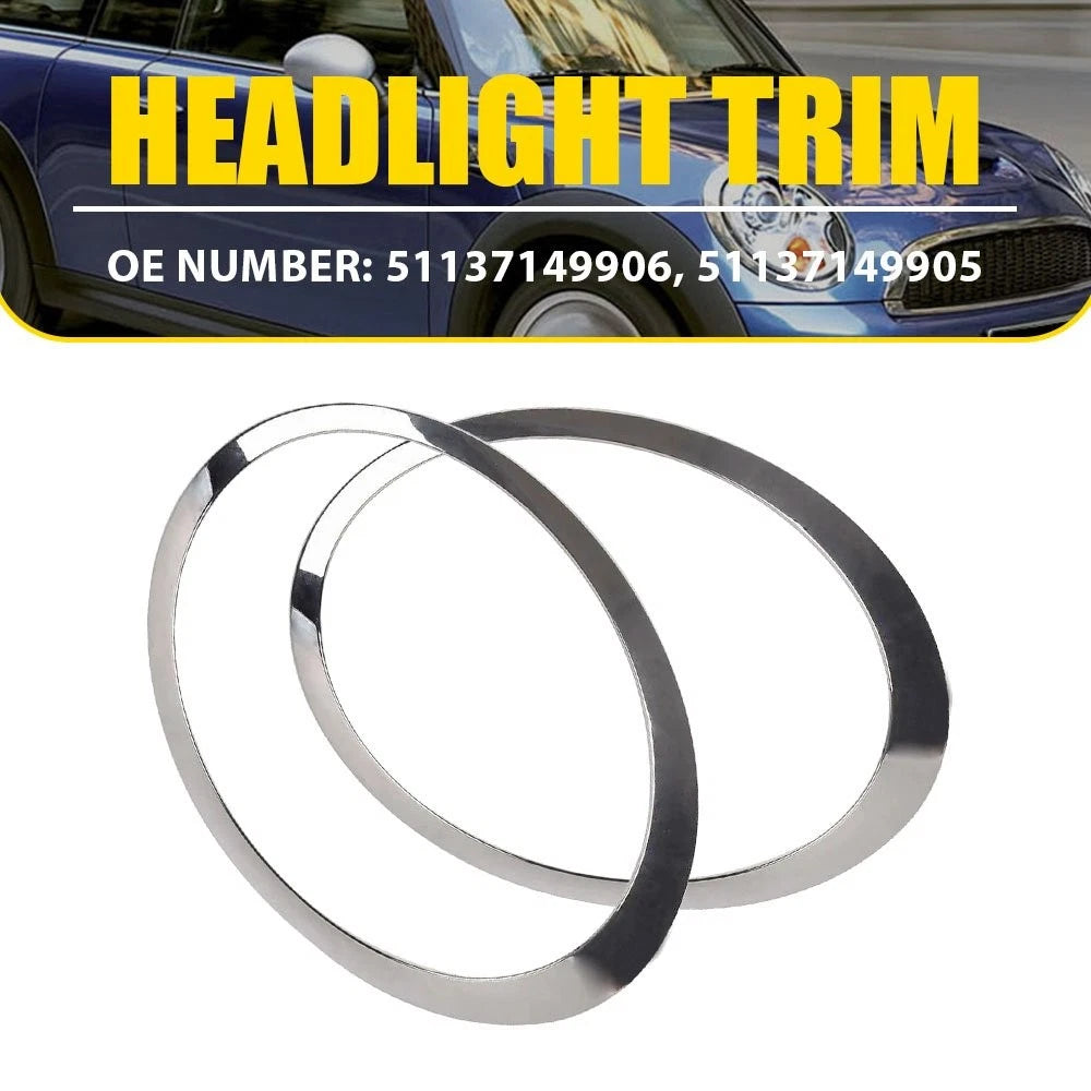 2X Front Headlight Bezel Trim for Mini Cooper (2011–2015) R55 R56 R57 R58 R59