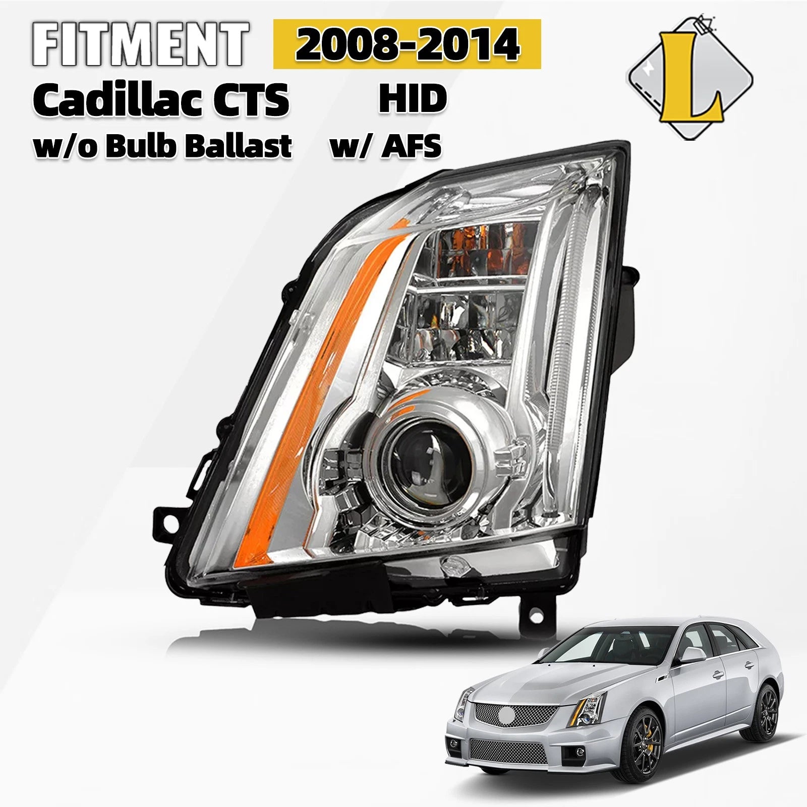 HID/Xenon Headlight for Cadillac CTS (2008–2014) AFS Chrome Driver Side