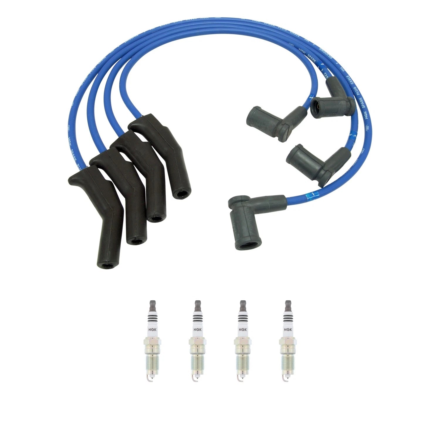 NGK 8mm Wire Set & 4 Iridium Spark Plugs for Ford Focus (2000–2007)