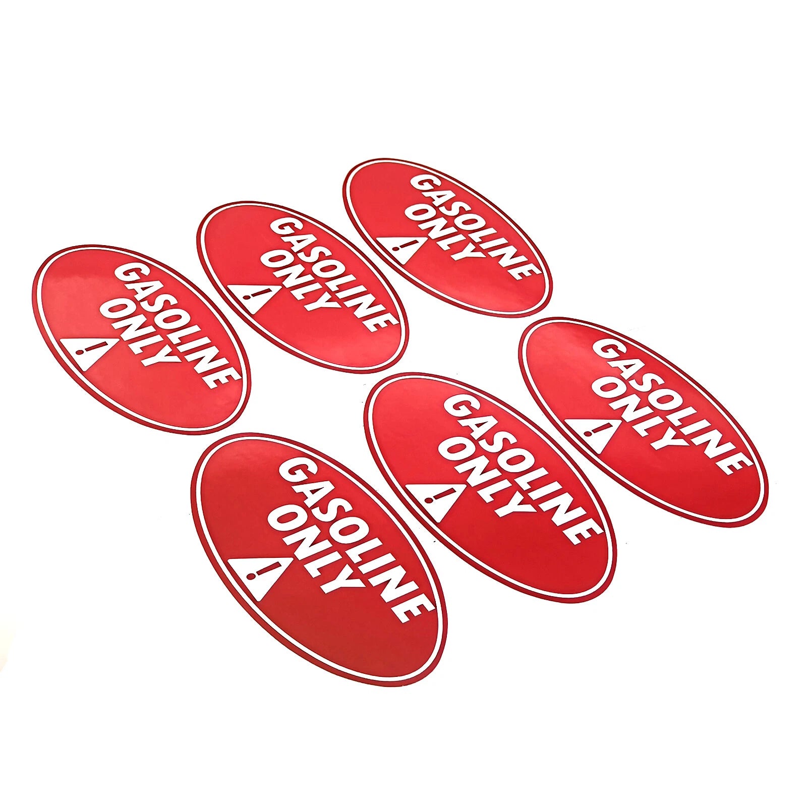 Set of 6 Gasoline Only Stickers 2" x 4" Round