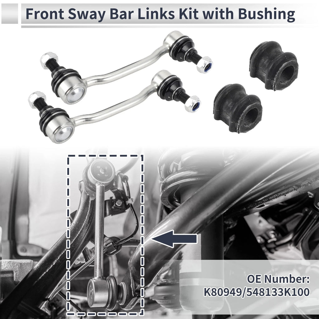 Front Stabilizer Bar Links Set of 2 with Bushings for Hyundai Sonata (2009–2010) No.K80949