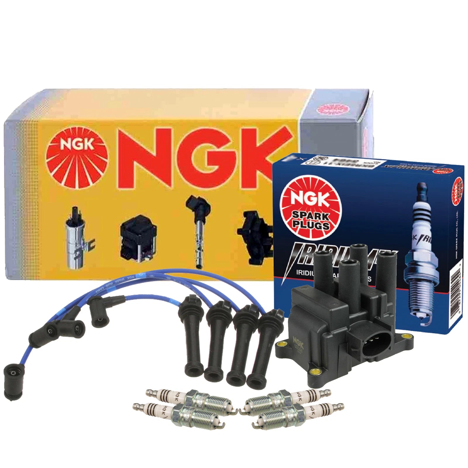 NGK DIS Ignition Coil Wires & 4 Iridium IX Spark Plugs for Mazda 6 (2003–2008)