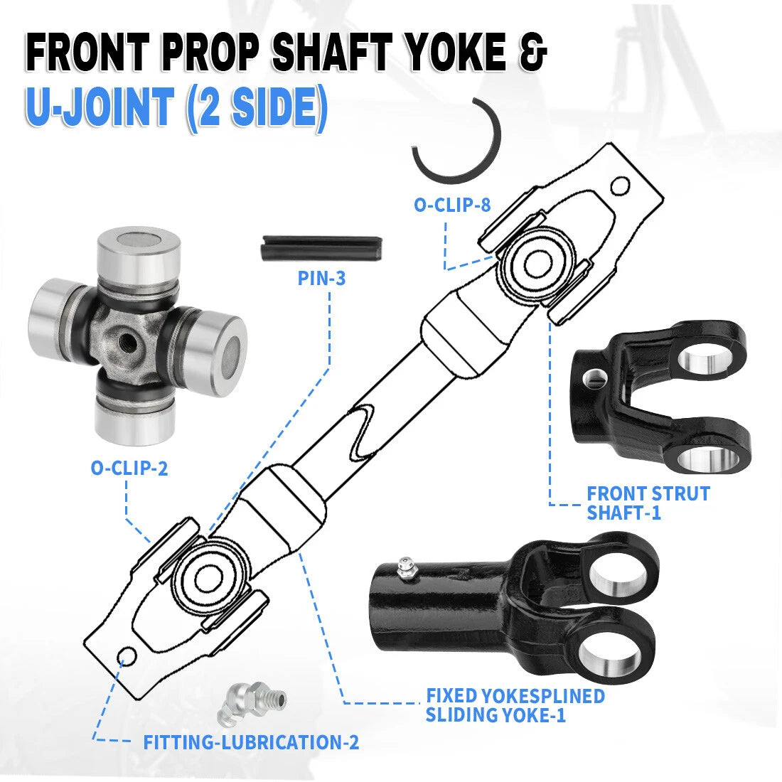 Front Prop Shaft Yoke & U-Joint for Polaris Ranger Crew 1000 (2017–2023)