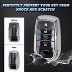 2-Pack Silver TPU Remote Key Fob Protector Case for Toyota (2015-2024)