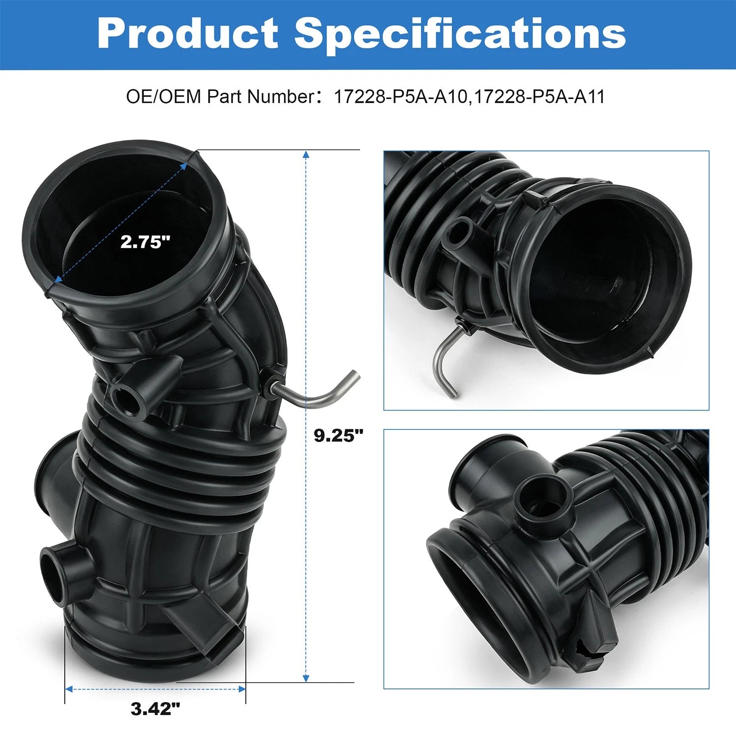 Air Intake Tube for Acura RL (1996–2004) 17228-P5A-A11 17228-P5A-A10