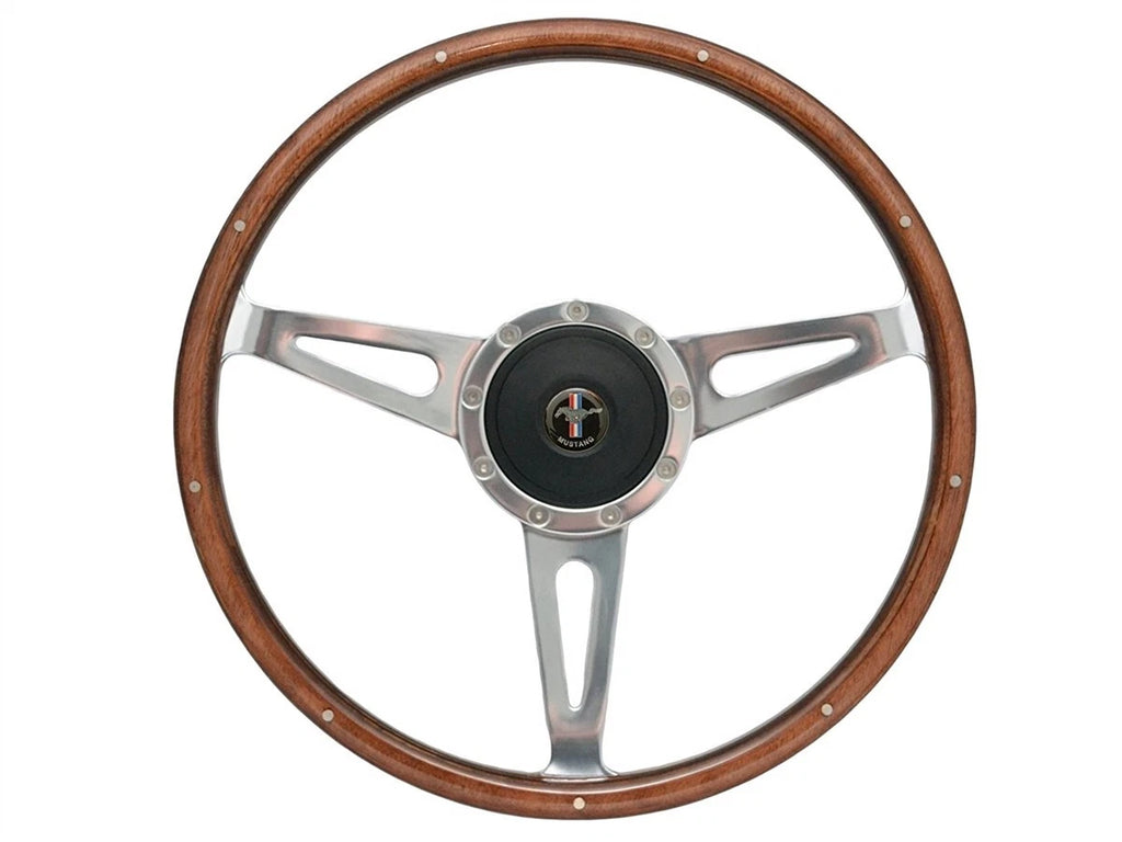 Polished Walnut Steering Wheel with Horn for 1979–1982 Ford Mustang