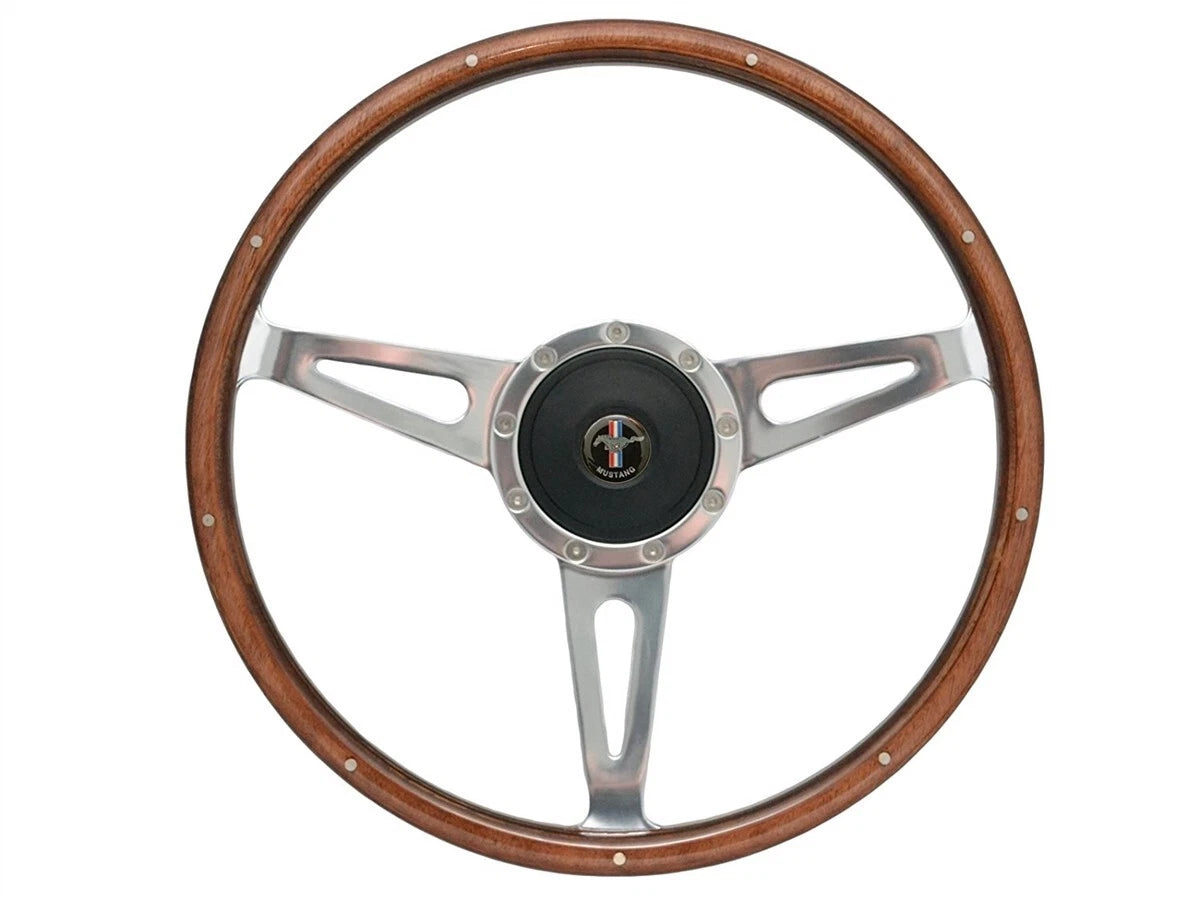 Polished Walnut Steering Wheel with Horn for 1979–1982 Ford Mustang