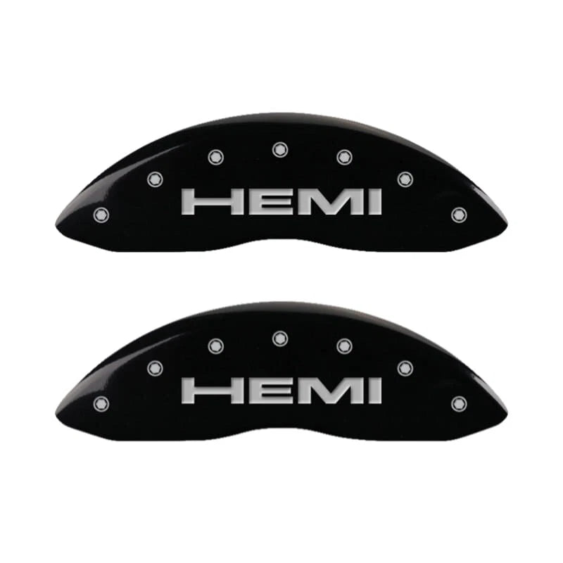 Black Caliper Covers Set with Engraved Hemi for 2022–2024 Jeep Wagoneer