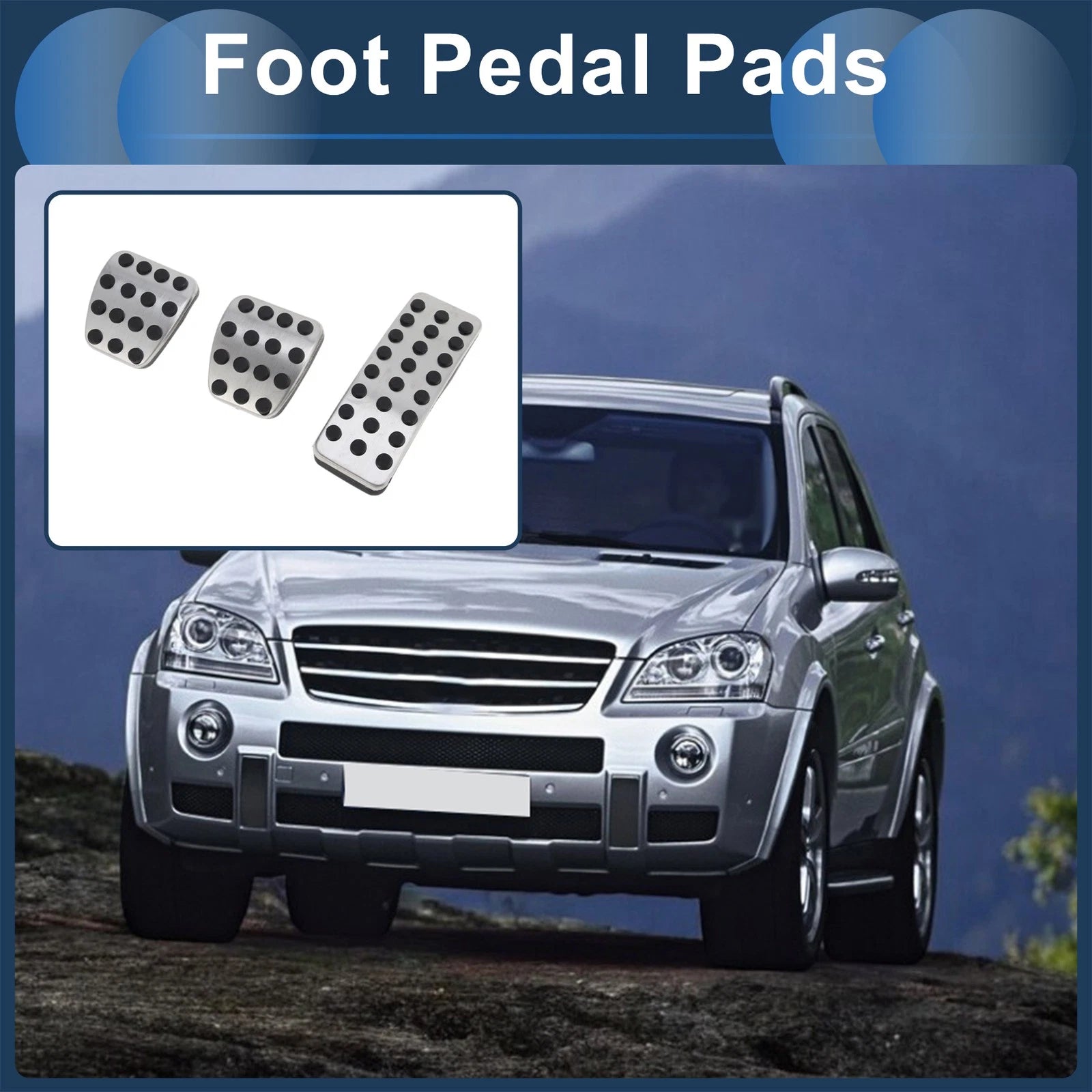 Set of 1 Manual Footrest Pedals Cover for Mercedes Benz ML500 (2006–2011) Silver Tone
