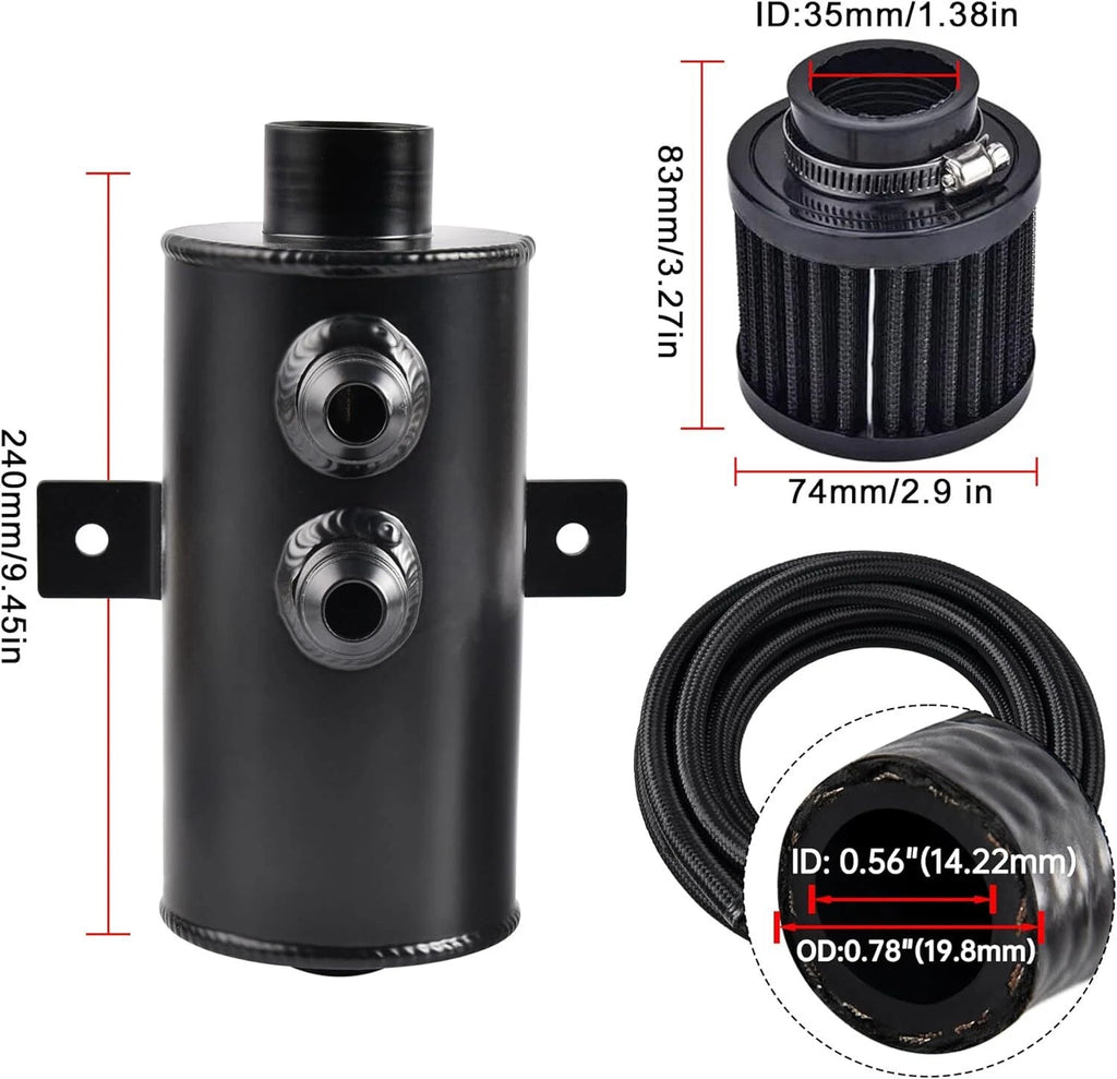 10AN Oil Catch Can Reservoir Tank & Breather Filter Kit for Universal Models