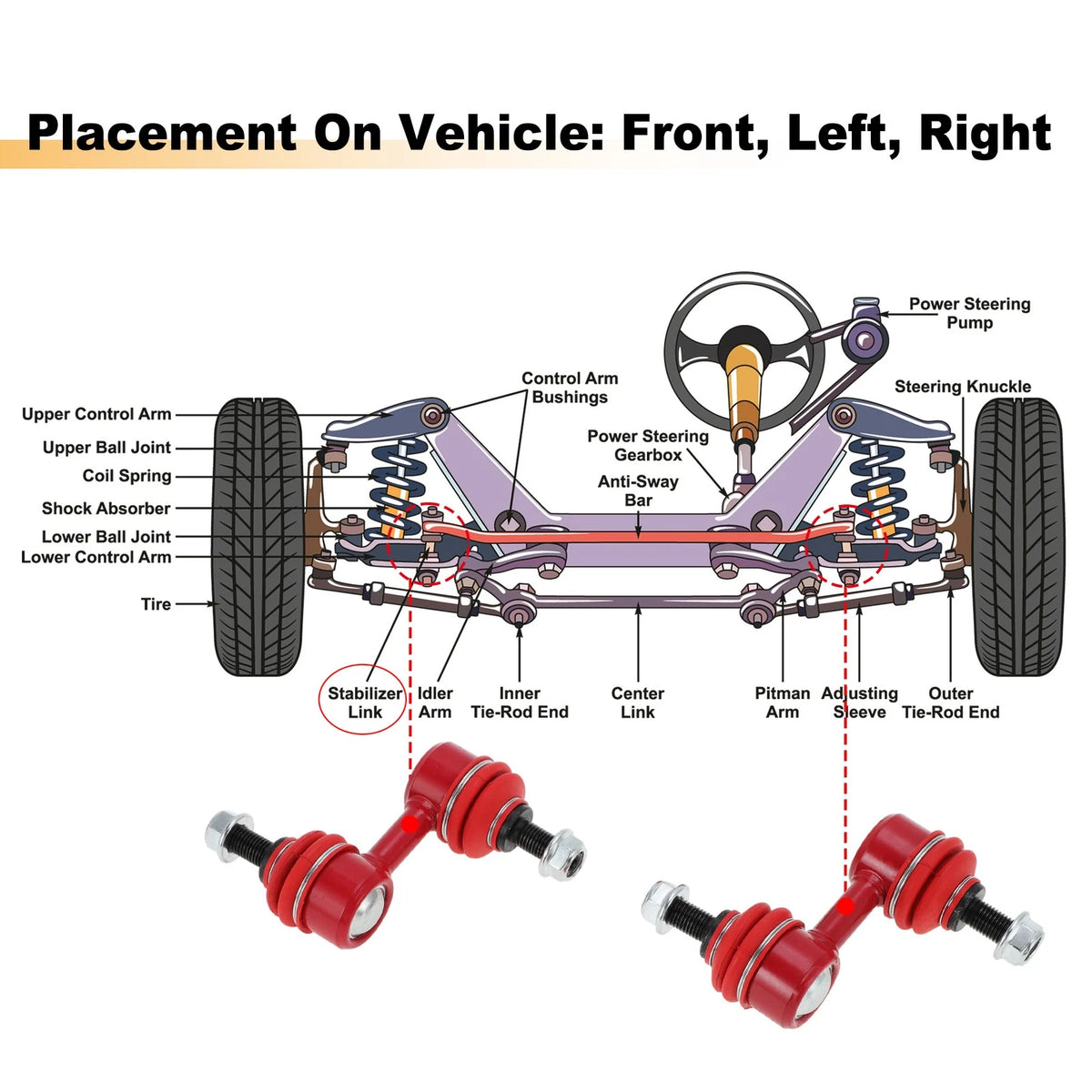 2X Front Sway Bar Links No.K750795 for Subaru Forester Impreza Legacy Outback