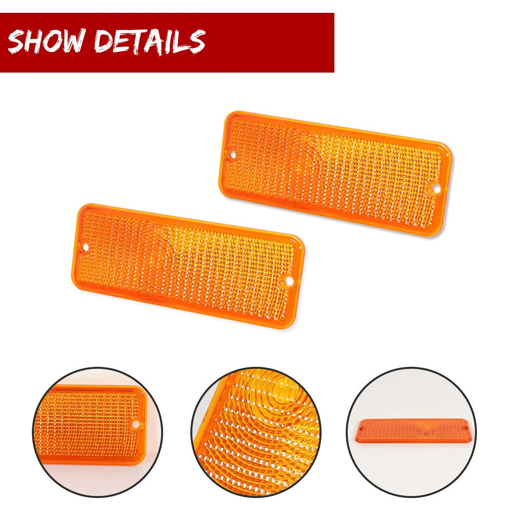 2X Amber Front Turn Signal Light Lenses for Ford F-100 (1974–1977)